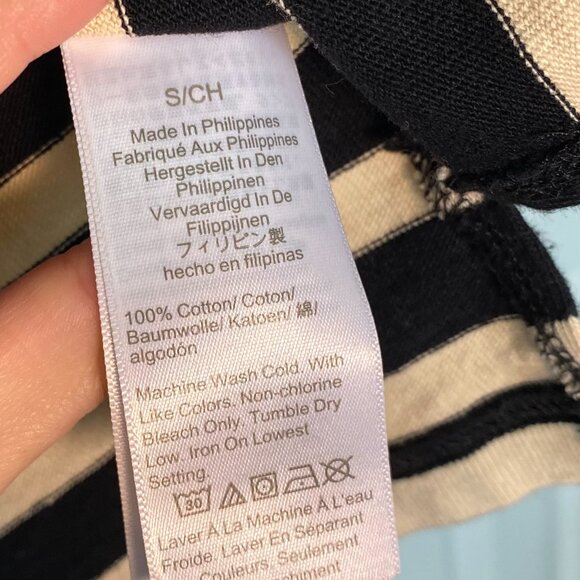 J Crew Mariner Black and Tan Striped 100% Cotton Minimalist Pullover Top Size S - Picture 6 of 6